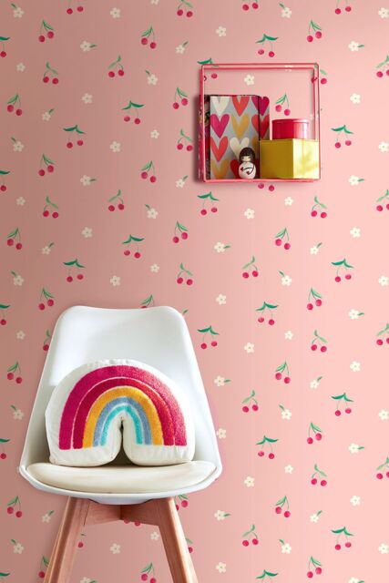 Hoopla Walls Cherry Dance 10m Matt Wallpaper in Pink - image 1