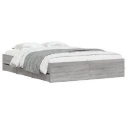 Berkfield Home Bed Frame with Drawers without Mattress Grey Sonoma 150x200 cm King Size - thumbnail 3