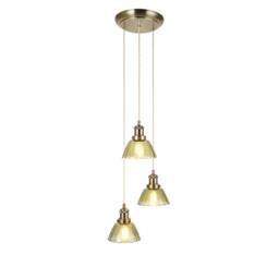 First Choice Lighting Set of 2 Vintage - Green Glass with Brass 3 Light Cluster Pendants in Bronze - thumbnail 7