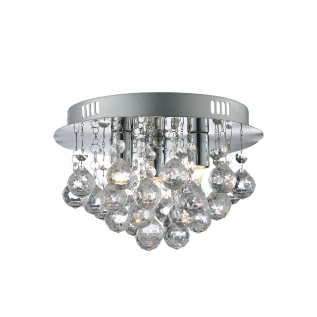 Lighting Collection 3Lt Flush Ceiling Chrome Clear Acrylic Ceiling Light in Silver - image 1