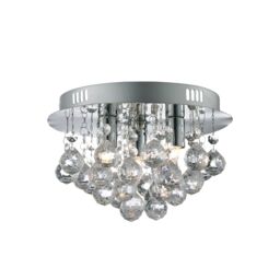 Lighting Collection 3Lt Flush Ceiling Chrome Clear Acrylic Ceiling Light in Silver