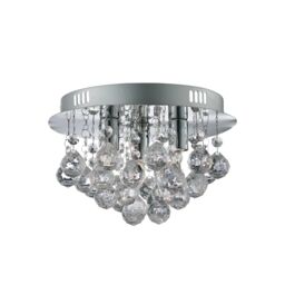Lighting Collection 3Lt Flush Ceiling Chrome Clear Acrylic Ceiling Light in Silver - thumbnail 3