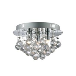Lighting Collection 3Lt Flush Ceiling Chrome Clear Acrylic Ceiling Light in Silver - thumbnail 2