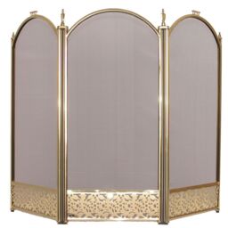 Home Discount Fire Vida Ingleton 3 Panel Fire Guard Brass Fireplace Shield Protector in Metallic Gold - thumbnail 8