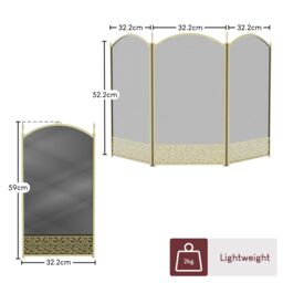 Home Discount Fire Vida Ingleton 3 Panel Fire Guard Brass Fireplace Shield Protector in Metallic Gold - thumbnail 3
