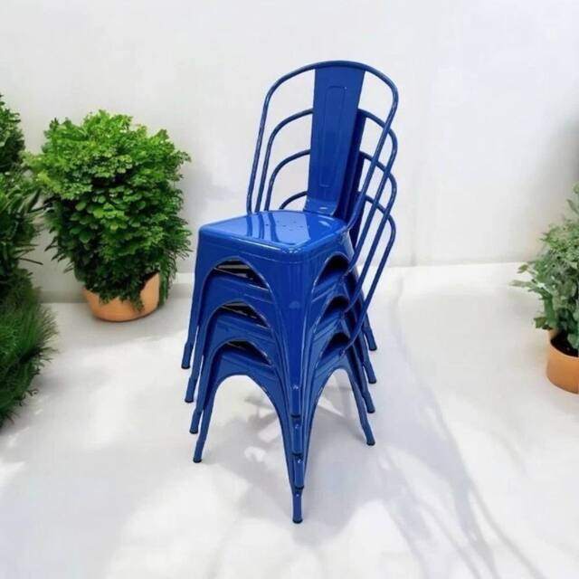 NESTLUNE 4pc Metal Dining Chairs Blue - Size: 100 cm x 15 cm - image 1