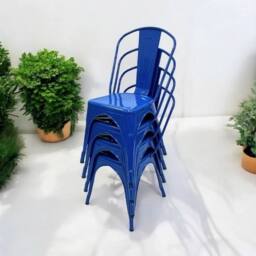 NESTLUNE 4pc Metal Dining Chairs Blue - Size: 100 cm x 15 cm - thumbnail 1