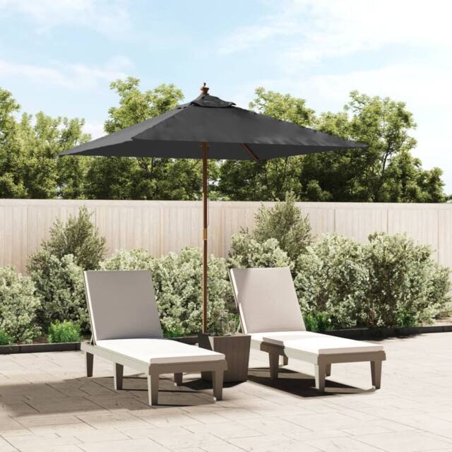 Berkfield Home Garden Parasol with Wooden Pole Anthracite 198x198x231 cm in Black - Size: 198 x 198 x 231 cm - image 1