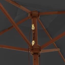 Berkfield Home Garden Parasol with Wooden Pole Anthracite 198x198x231 cm in Black - Size: 198 x 198 x 231 cm - thumbnail 5