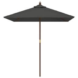 Berkfield Home Garden Parasol with Wooden Pole Anthracite 198x198x231 cm in Black - Size: 198 x 198 x 231 cm - thumbnail 3
