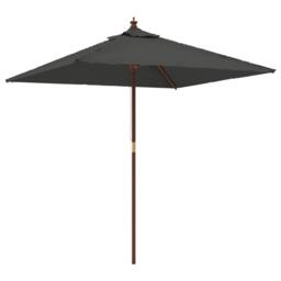 Berkfield Home Garden Parasol with Wooden Pole Anthracite 198x198x231 cm in Black - Size: 198 x 198 x 231 cm - thumbnail 2