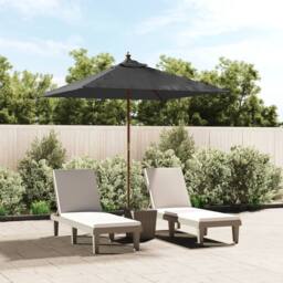 Berkfield Home Garden Parasol with Wooden Pole Anthracite 198x198x231 cm in Black - Size: 198 x 198 x 231 cm