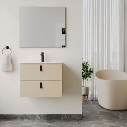 Banyetti Invicta 600mm Wall Hung Vanity with Veneto No Tap Hole Basin - Cashmere in Nude - thumbnail 7
