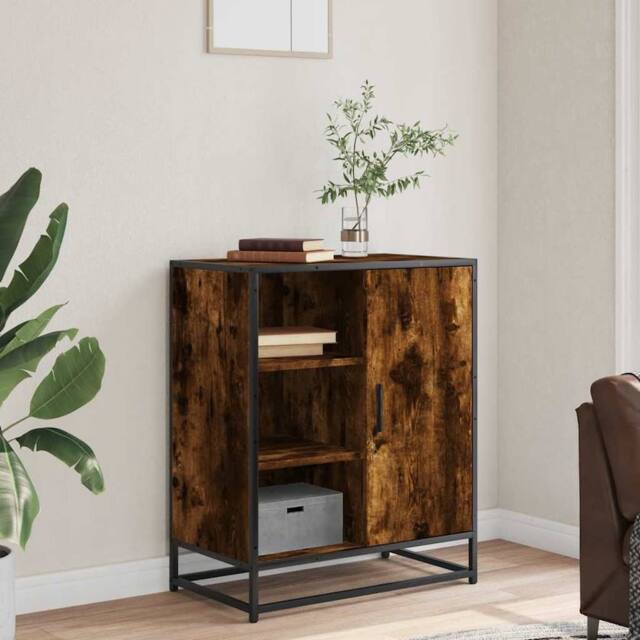 Berkfield Home Sideboard Smoked Oak 62x35x76 cm Engineered Wood in Brown - Size: 62 x 35 x 76 cm - image 1