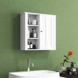 FORGEVIO Modern Bathroom Wall Cabinet with Adjustable Shelves in White - thumbnail 5