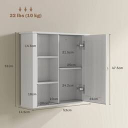 FORGEVIO Modern Bathroom Wall Cabinet with Adjustable Shelves in White - thumbnail 2