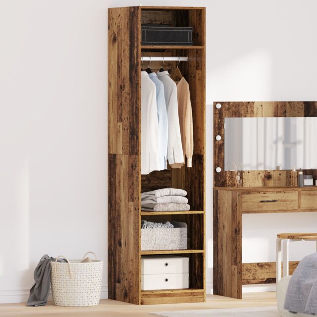 Berkfield Home Wardrobe with Shelf with Storage Old wood 50 x 50 x 200 cm Engineered wood in Brown - image 1