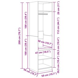 Berkfield Home Wardrobe with Shelf with Storage Old wood 50 x 50 x 200 cm Engineered wood in Brown - thumbnail 8