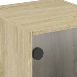Berkfield Home Side Cabinet with Glass Doors Sonoma Oak 35x37x75.5 cm in Light Brown - thumbnail 9