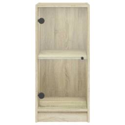 Berkfield Home Side Cabinet with Glass Doors Sonoma Oak 35x37x75.5 cm in Light Brown - thumbnail 6