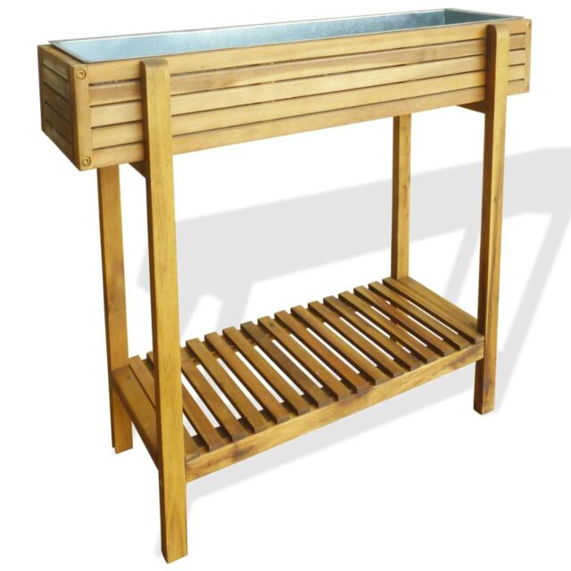 Berkfield Home Raised Garden Raised Bed Solid Acacia Wood & Zinc in Brown - image 1