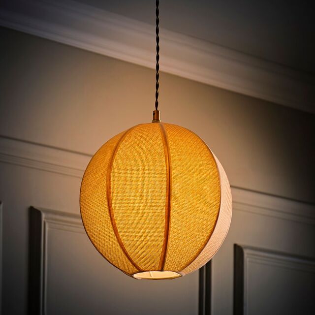 ValueLights Belle Woven Fabric Ball Easy Fit Ceiling Pendant Lamp Shade with Bulb in Natural - image 1