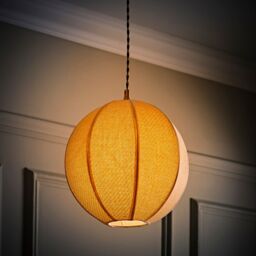 ValueLights Belle Woven Fabric Ball Easy Fit Ceiling Pendant Lamp Shade with Bulb in Natural - thumbnail 1
