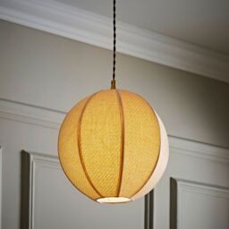 ValueLights Belle Woven Fabric Ball Easy Fit Ceiling Pendant Lamp Shade with Bulb in Natural - thumbnail 5