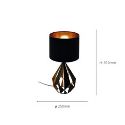 Eglo Carlton 5 Metal Table Lamp With Fabric Shade in Copper - thumbnail 3