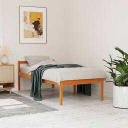 Berkfield Home Senior Bed without Mattress Wax Brown 90x190 cm Single Solid Wood Pine - thumbnail 1
