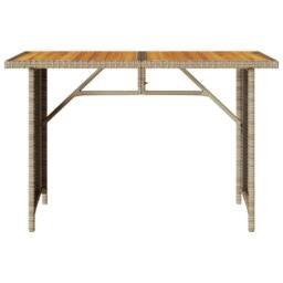 Berkfield Home Garden Table with Wooden Top Beige 110x68x70 cm Poly Rattan - Size: 110 x 68 x 70 cm - thumbnail 4