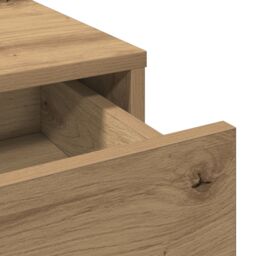 Berkfield Home Vanity Table with LED Lights - Artisan Oak, 50x41x140 cm in Brown - Size: 50 x 41 x 140 cm - thumbnail 8