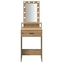 Berkfield Home Vanity Table with LED Lights - Artisan Oak, 50x41x140 cm in Brown - Size: 50 x 41 x 140 cm - thumbnail 5
