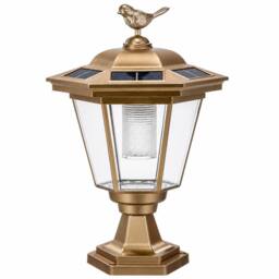 GWSOLAR Solar Light Bird Pattern Pillar Lamp Dusk to Dawn IP44 Auto On/Off Garden Solar Lights in Gold - thumbnail 2