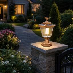 GWSOLAR Solar Light Bird Pattern Pillar Lamp Dusk to Dawn IP44 Auto On/Off Garden Solar Lights in Gold - thumbnail 5
