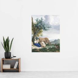 "Artery8 Peasant Family & cattle Landscape Schouman Wall Art Print - Size: W12"" x H16""" - thumbnail 4