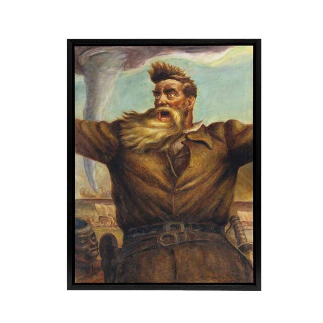 "Artery8 John S Curry Abolitionist John Brown Framed Canvas Wall Art Print - Size: W24"" x H32""" - image 1