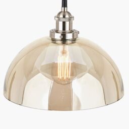 Ruma Ceiling Light Antique Silver Metal & Glass Dome Pendant in Natural - thumbnail 4