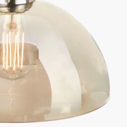 Ruma Ceiling Light Antique Silver Metal & Glass Dome Pendant in Natural - thumbnail 5