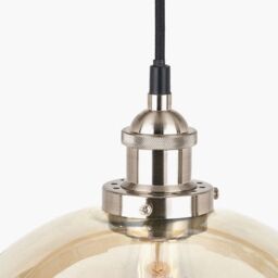 Ruma Ceiling Light Antique Silver Metal & Glass Dome Pendant in Natural - thumbnail 3