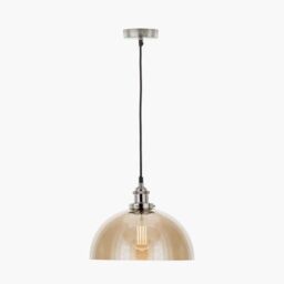Ruma Ceiling Light Antique Silver Metal & Glass Dome Pendant in Natural - thumbnail 2