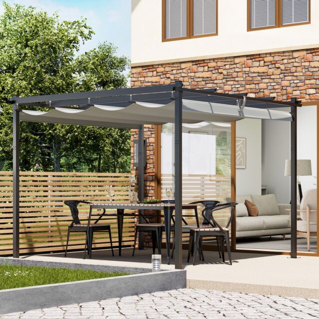 VonHaus Garden Weatherproof Retractable Roof Pergola 3 x 3 x 2.2m in Grey - image 1