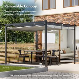 VonHaus Garden Weatherproof Retractable Roof Pergola 3 x 3 x 2.2m in Grey - thumbnail 2