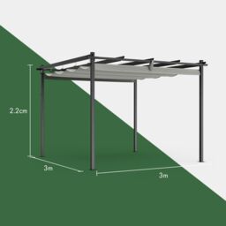 VonHaus Garden Weatherproof Retractable Roof Pergola 3 x 3 x 2.2m in Grey - thumbnail 8