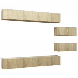 Berkfield Home 6 Piece TV Cabinet Set Sonoma Oak Engineered Wood in Brown - thumbnail 2