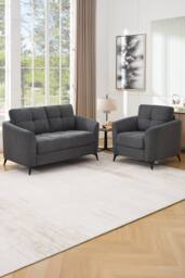 More4Homes Solna 1+2 Seater Scandi Style Fabric Living Room Sofa Set in Charcoal