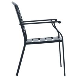 Berkfield Home Stackable Garden Chair Set 5 pcs Anthracite Powder-coated Steel in Black - thumbnail 7