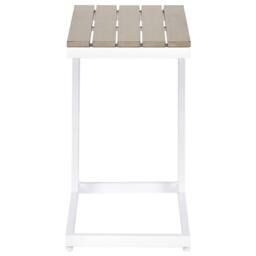 Wyld and Coco Garden Side Table Light Plastic Wood Top White Powder Coat Aluminium in Brown - thumbnail 3
