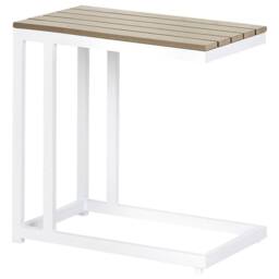 Wyld and Coco Garden Side Table Light Plastic Wood Top White Powder Coat Aluminium in Brown - thumbnail 2