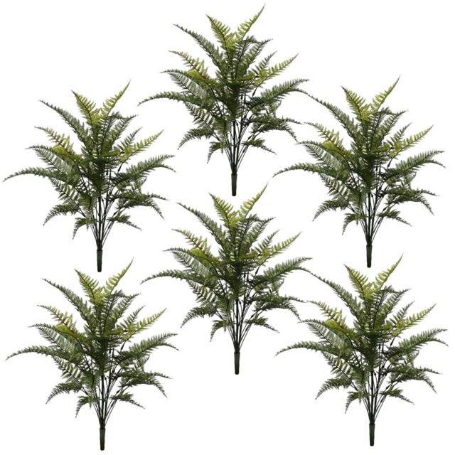 Leaf Pack of 6 x 78cm Fire Retardant Artificial Fern Foliage Branch in Green - Size: 6 x 78 cm - image 1